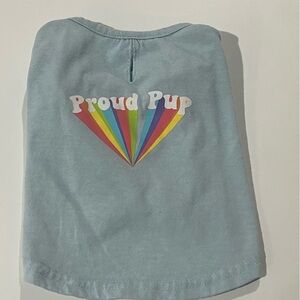 XS light Blue “Proud Pup” Dog Shirt with Rainbow Design